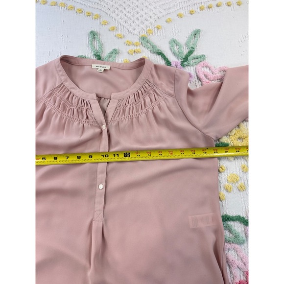 Max Studio Dusty Rose Pink Pleated Smocked V-Neck Blouse Top 7701A31 Small - Picture 5 of 9